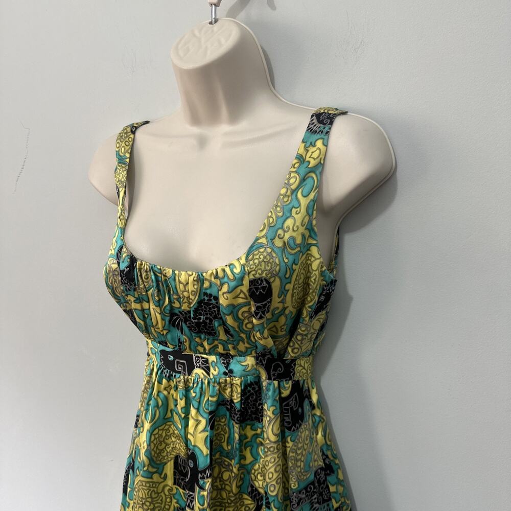 Alice + Trixie Dress Small Green Satin Paisley Babydoll Retro Y2K Soft Girl - Picture 4 of 10